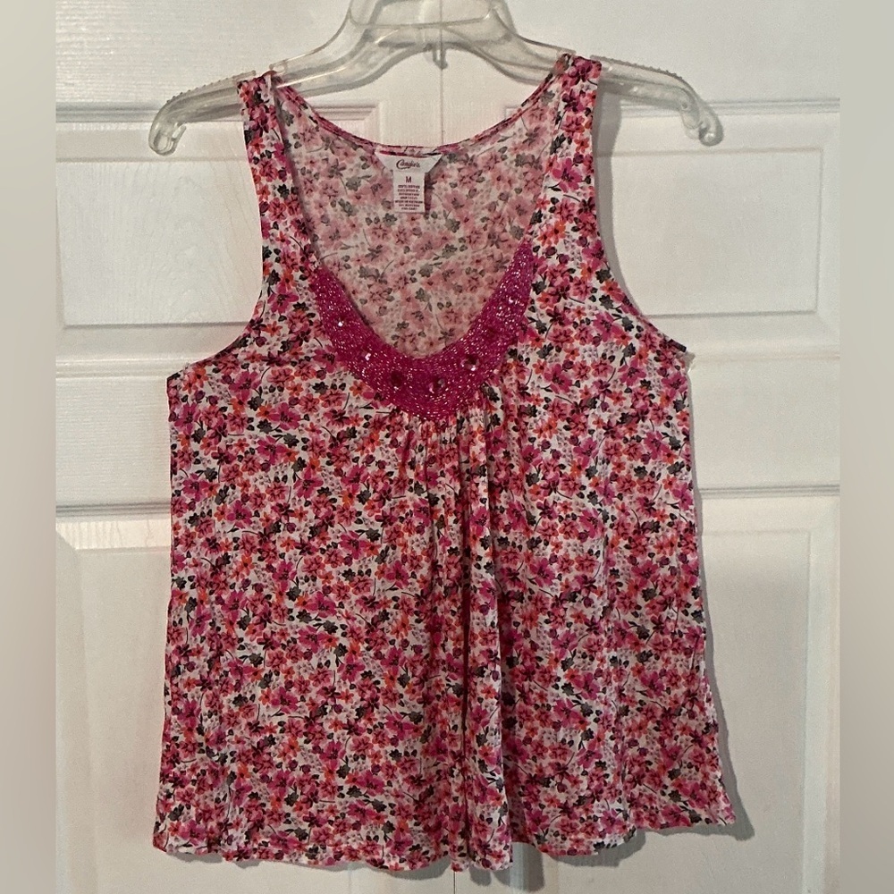 CANDIE’s Floral Bejewelled Camisole Top - Size M